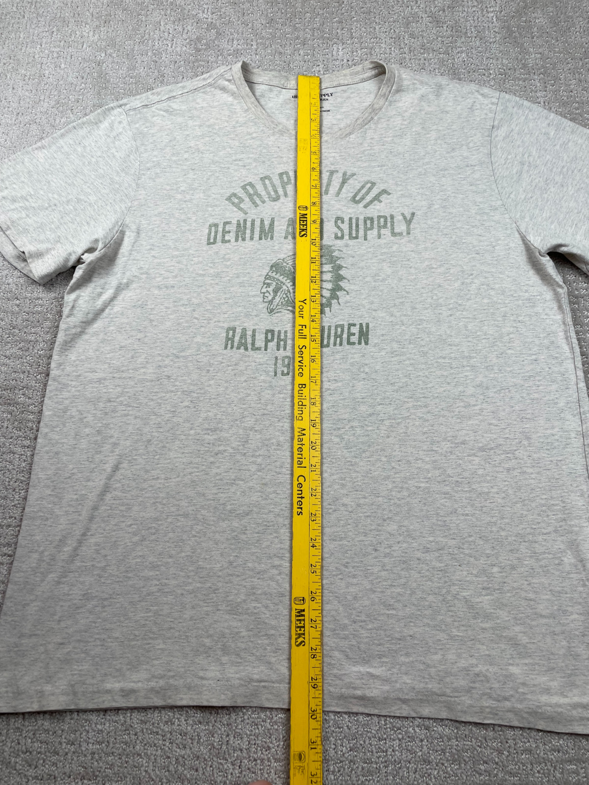 Denim Supply Ralph Lauren T Shirt Men XL Gray Indian Head Chief Graphic Tee 1967 gallery