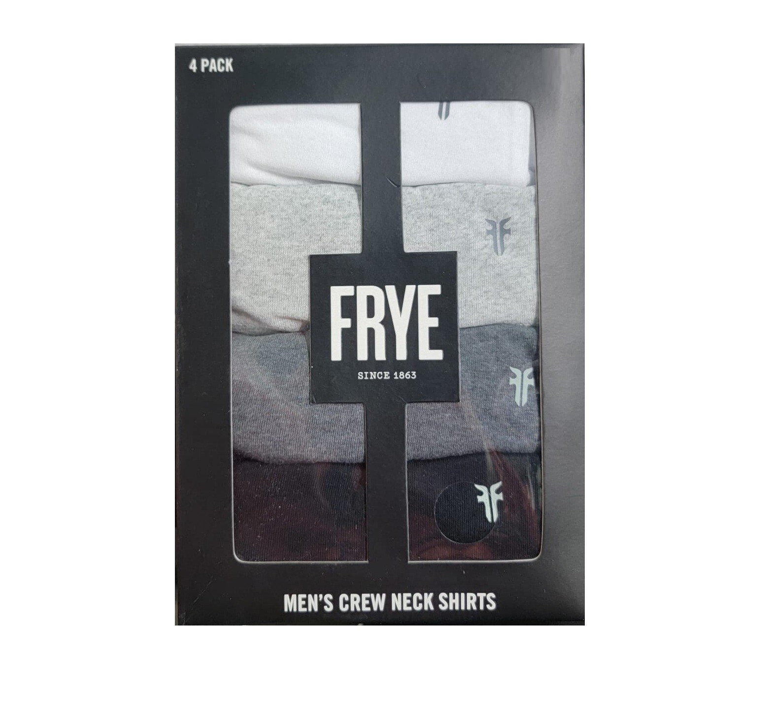 Frye Men's Crew Neck Shirts 4 Pack White -Black -Gray-Dark Grey-Medium NEW gallery