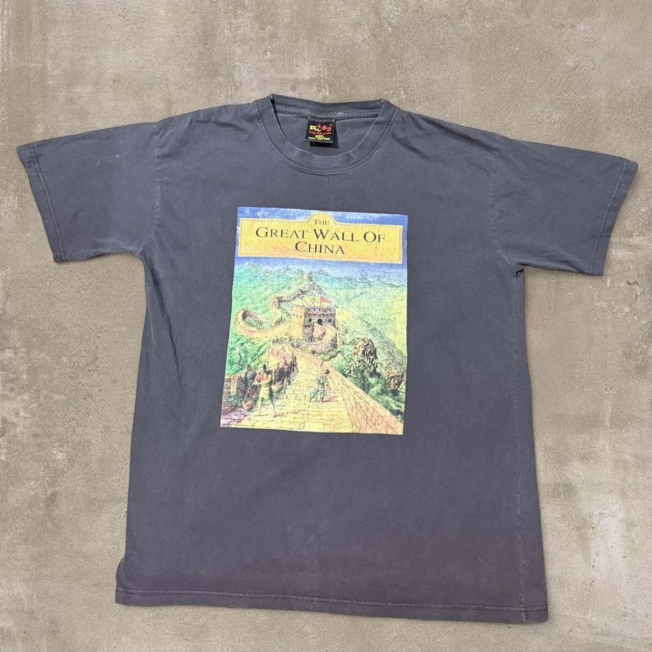 Vintage Great Wall of China Tourist Graphic Tee - Faded Black - Size 3XL gallery