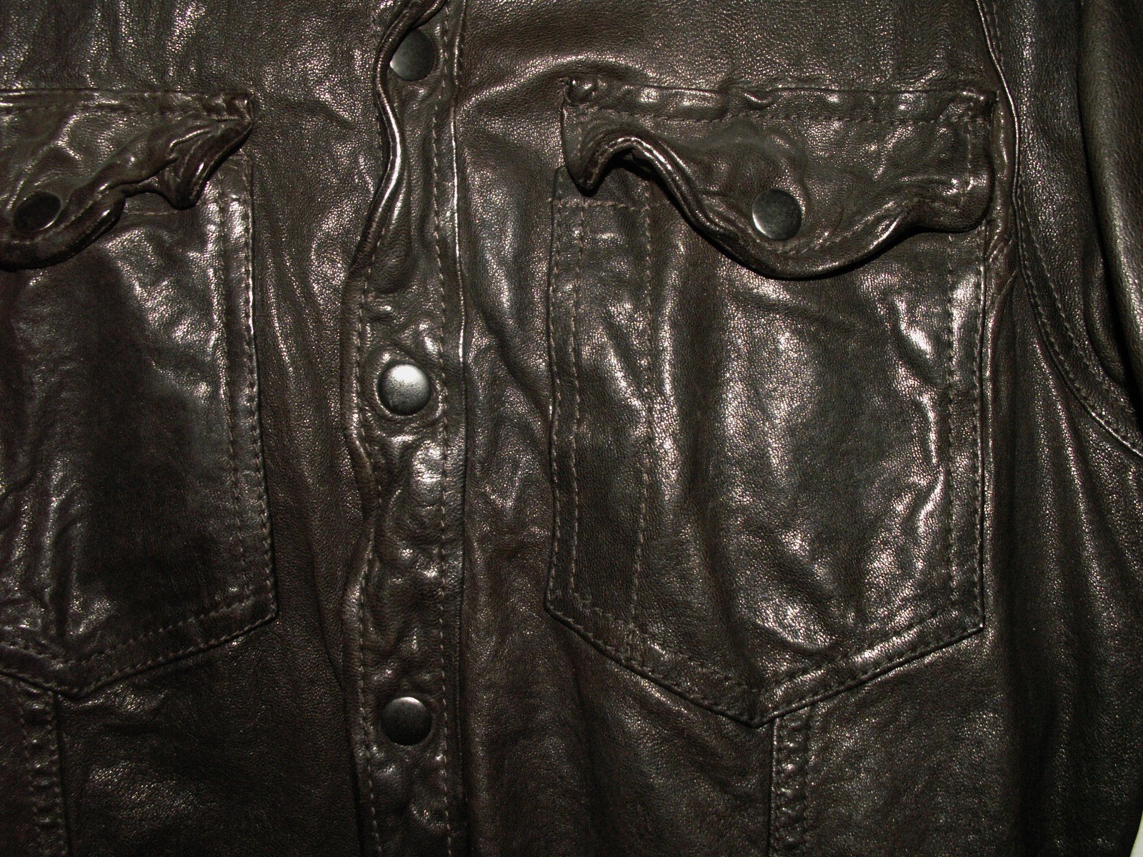 Men's All Saints MCKAY LEATHER SHIRT jacket overshirt XL (ref80) £199.99!!!!! gallery