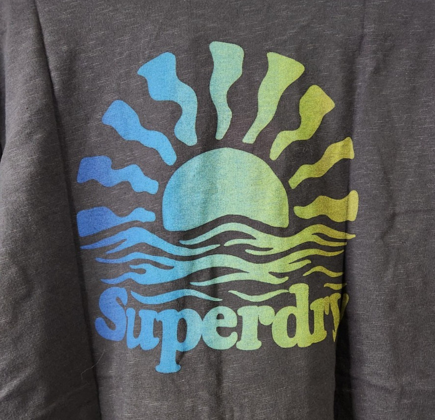 Superdry Mens L T-Shirt Vintage Cali Stripe Tee Short Sleeve Gray Crewneck gallery