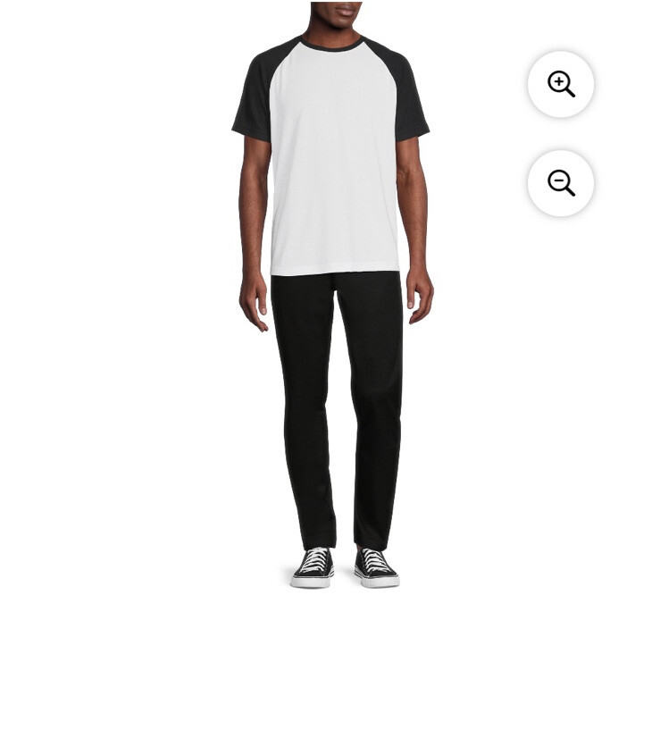 George Men's White & Black Semi-Fitted Pullover Raglan Short Sleeves T- Shirt gallery