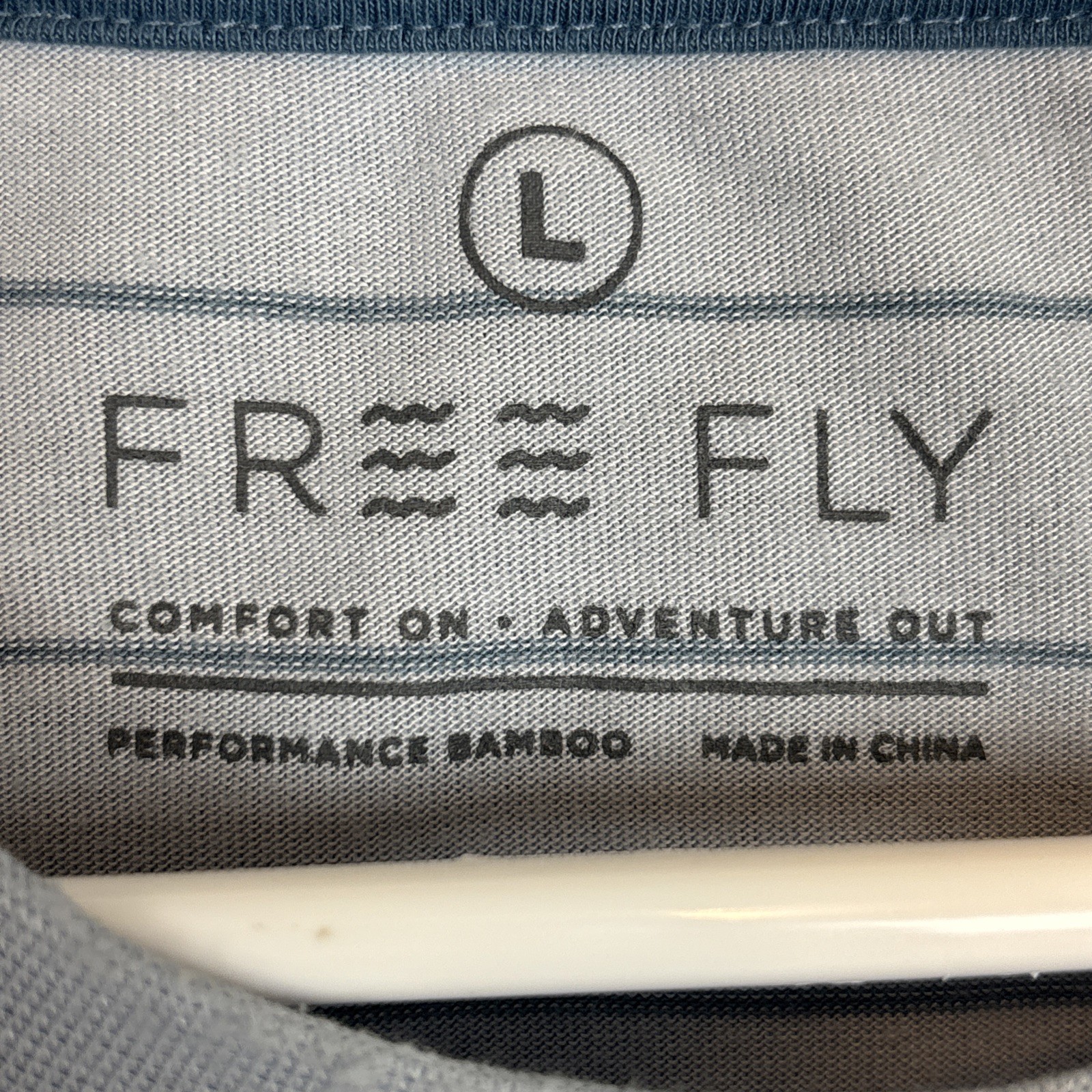 Free Fly T-Shirt Men's Large Blue Stripe Performance Bamboo Pocket Short Sleeve gallery