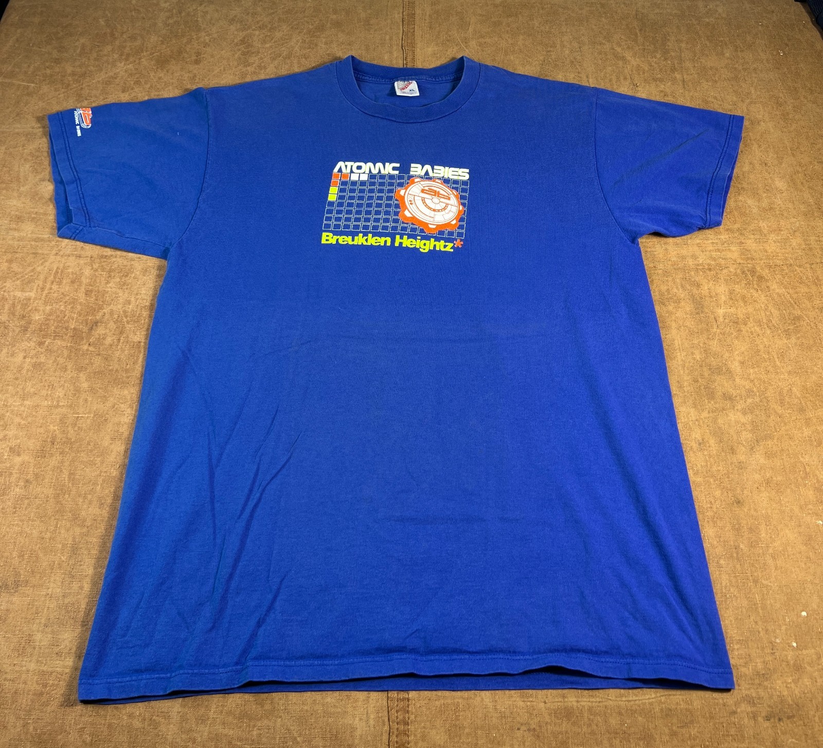 Vintage Atomic Babies Breuklen Heightz Techno Rave Blue T Shirt XL 90s