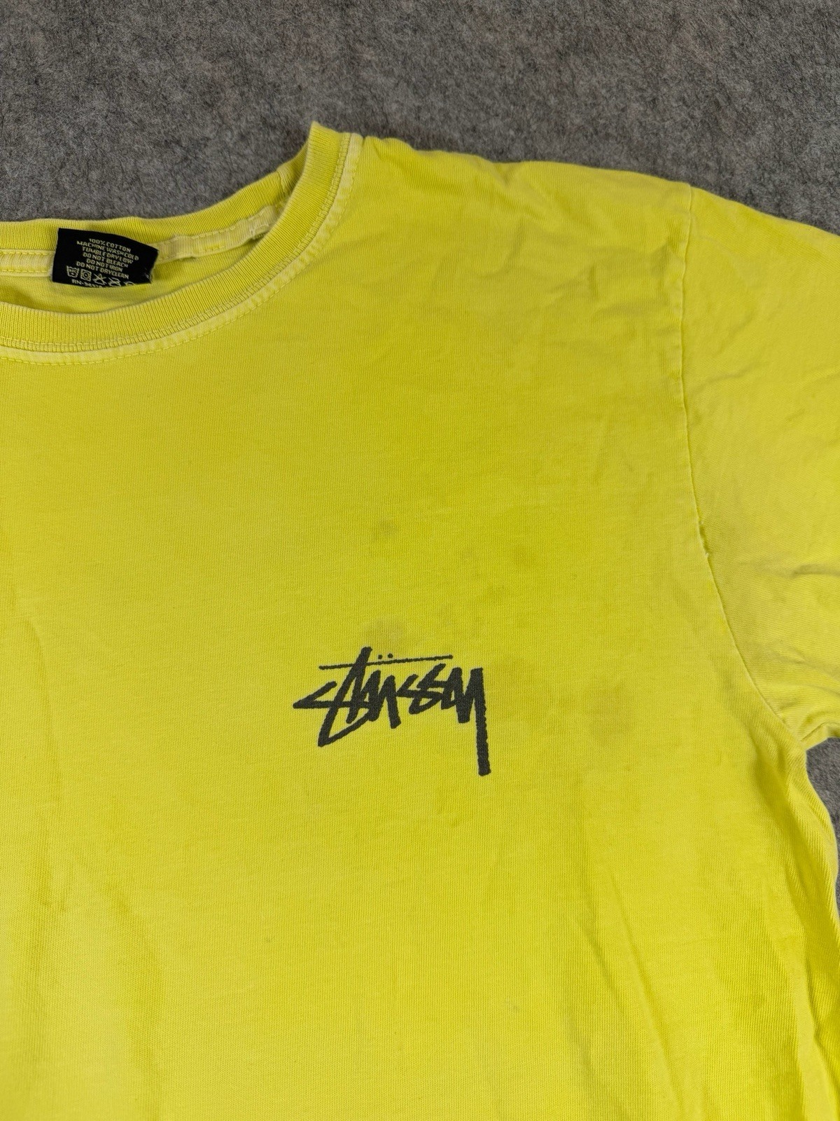 Vintage Stussy Shirt Mens Medium Yellow Y2K Classic 8 Ball Eight Skate gallery