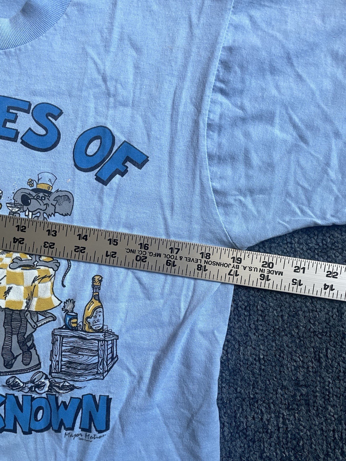 Vintage Lifestyles Of The Poor & Unknown Shirt Mens Medium Blue Cat 80s Funny gallery