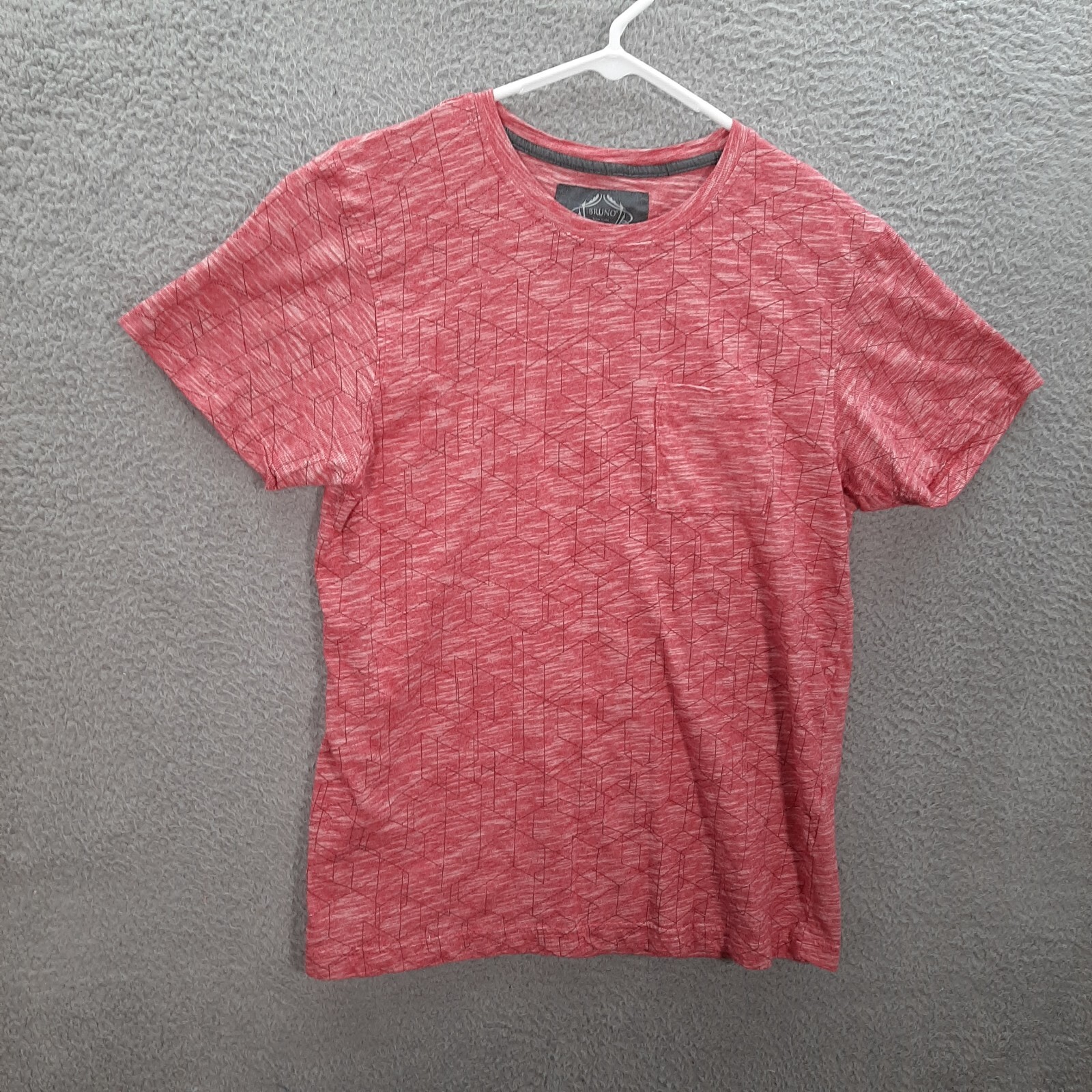 Bruno Shirt Adult Large Red White Geometric Lightweight Stretch Preppy Workwear gallery