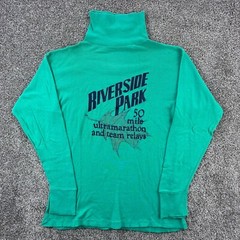 Vintage Riverside Park Ultramarathon Shirt Mens L Green Turtleneck Long Sleeve