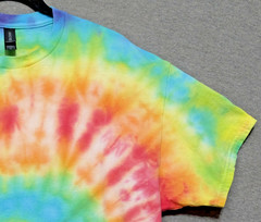 Handmade Tie Dye Rainbow Spiral Pattern Tee Shirt XL 22×28 Cotton Gildan