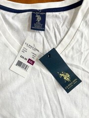 NWT U.S. Polo Assn. Men’s Solid V-Neck Short Sleeve Cotton T-Shirt in White, XXL