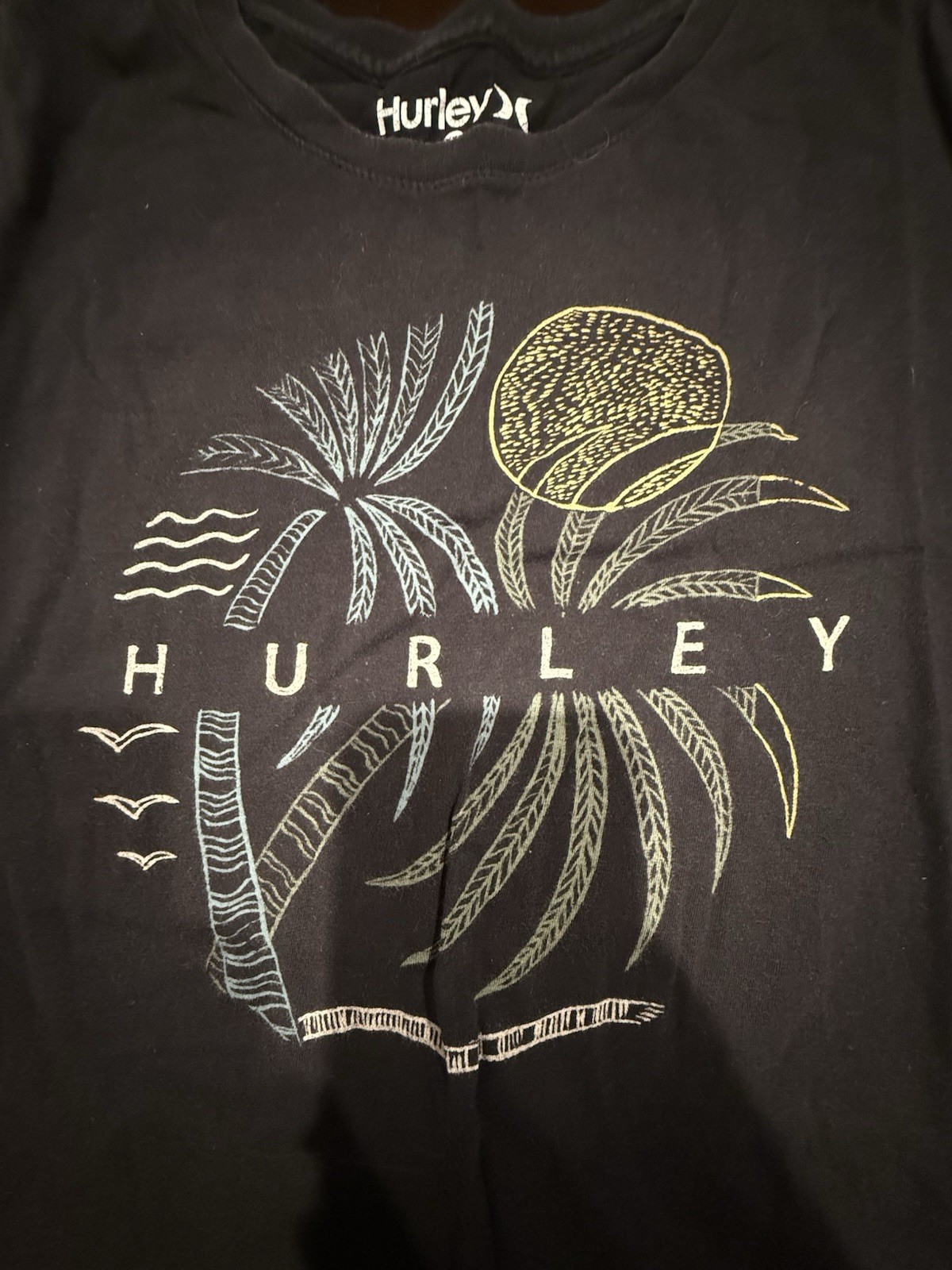 Hurley Palm Tree Graphic T Shirt Mens XXL Black Surf Beach Cotton Tee gallery