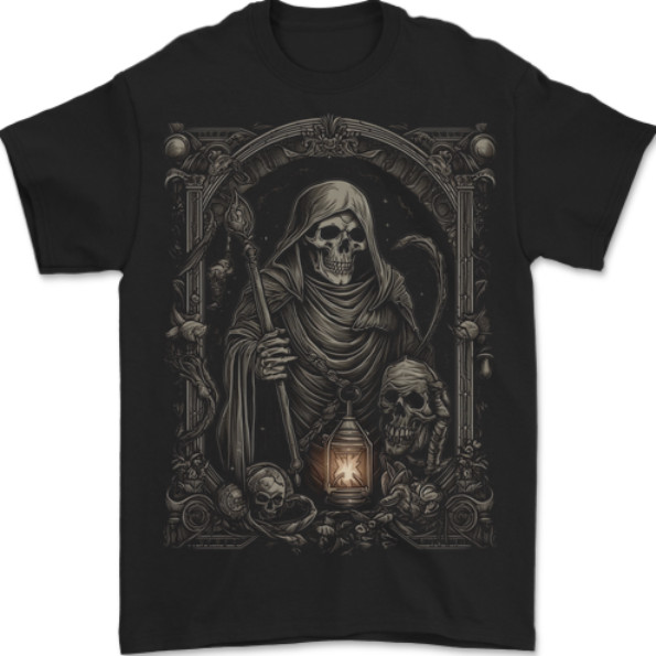 Gothic Grim Reaper Goth Heavy Metal Skull 6 Mens T-Shirt 100% Cotton gallery