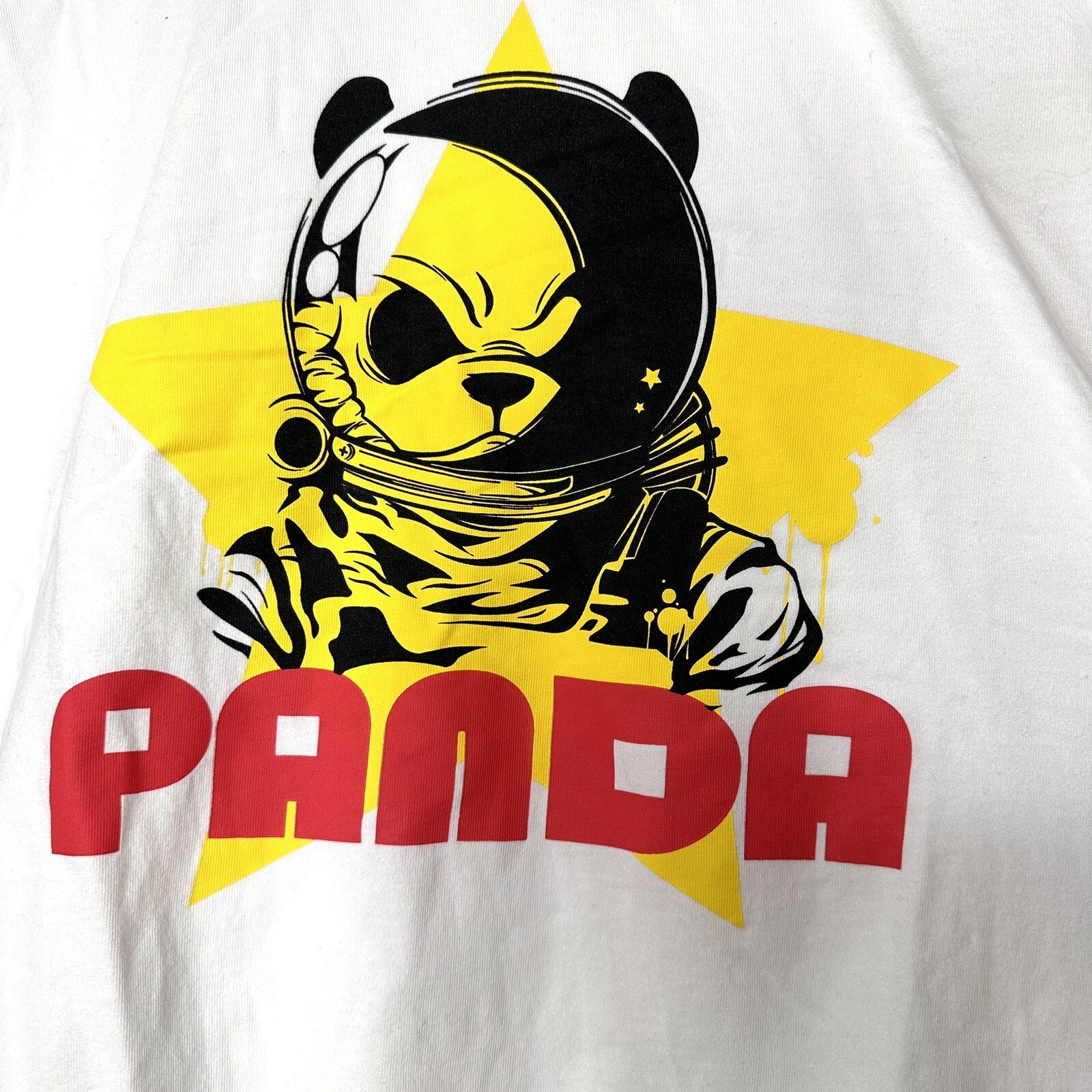 Panda T shirt Lushanghai Astronaut Mens 100% Cotton Large Star Yellow Bear Tee gallery