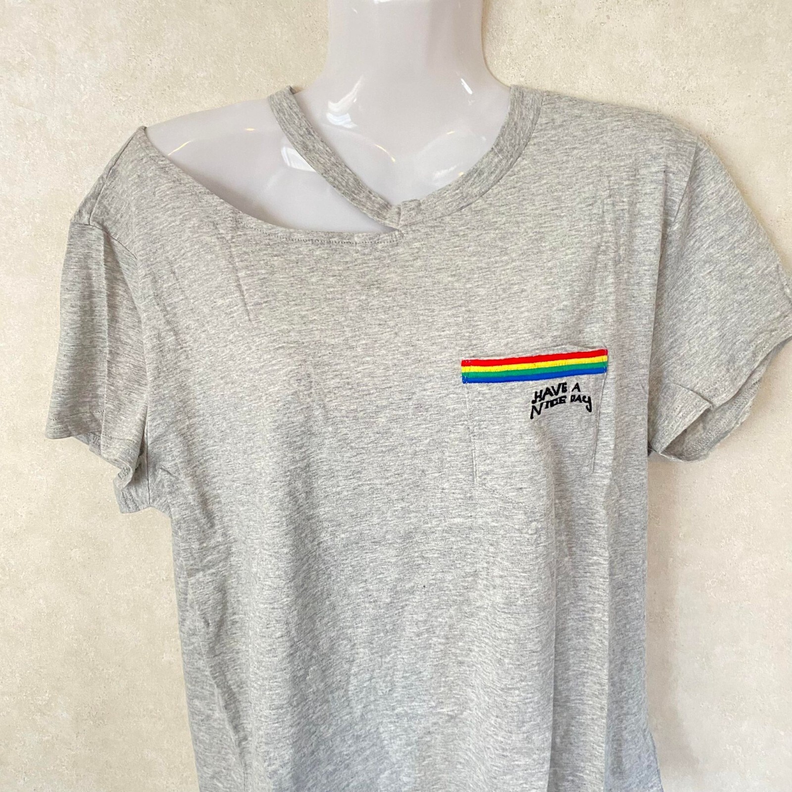 The Room by Ark & Co Cotton "Have A Nice Day" Shirt Color Gray Size Large gallery