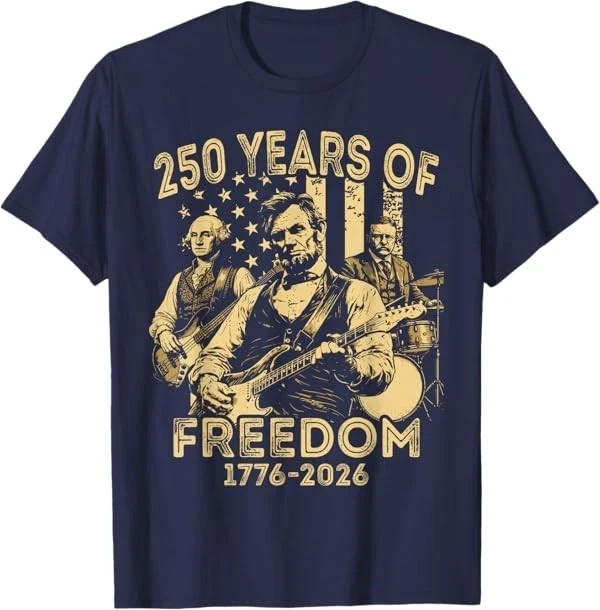 Abraham Lincoln Playing Guitar 4th July 250th Anniversary T-Shirt gallery