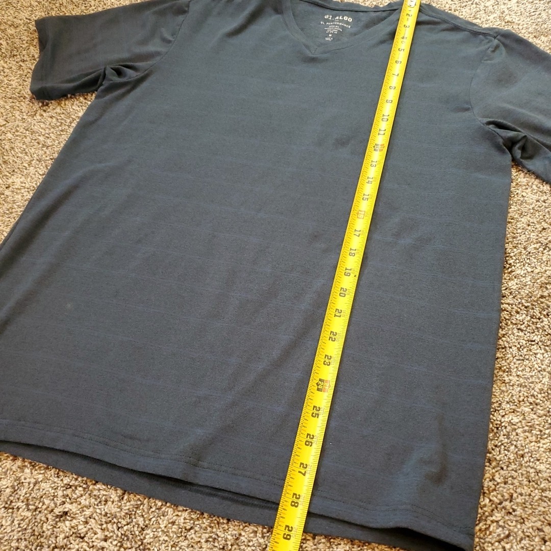 Mens Med 01.Algo T-Shirt Blue Striped V-Neck Quick Dry Active Casual Athleisure gallery