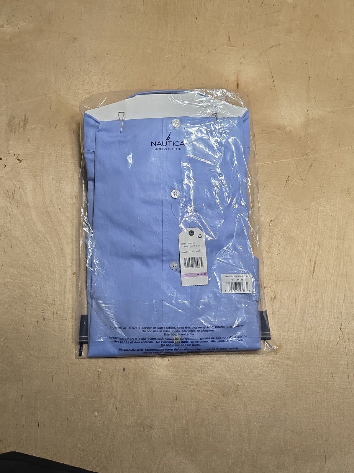 Nautica Men's Performance Dress Shirt Size L 16 34/35 New In Package Blue gallery