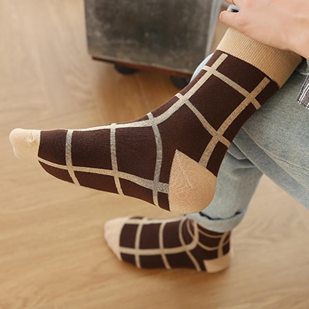 Mens Fun Dress Socks Colorful Funny Cotton Crew Sock Adult Novelty Checked So... gallery