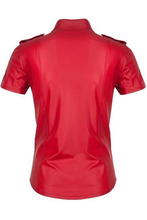 Mens Red Wetlook Shirt with Studs gallery