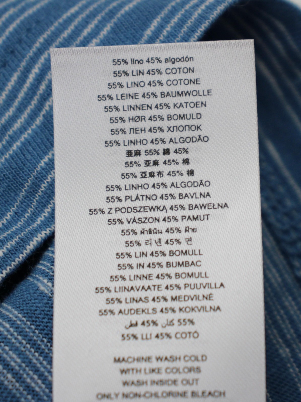 Michael Kors Shirt Mens Large Steel Blue Striped Linen Cotton Crew Neck Tee NWT gallery