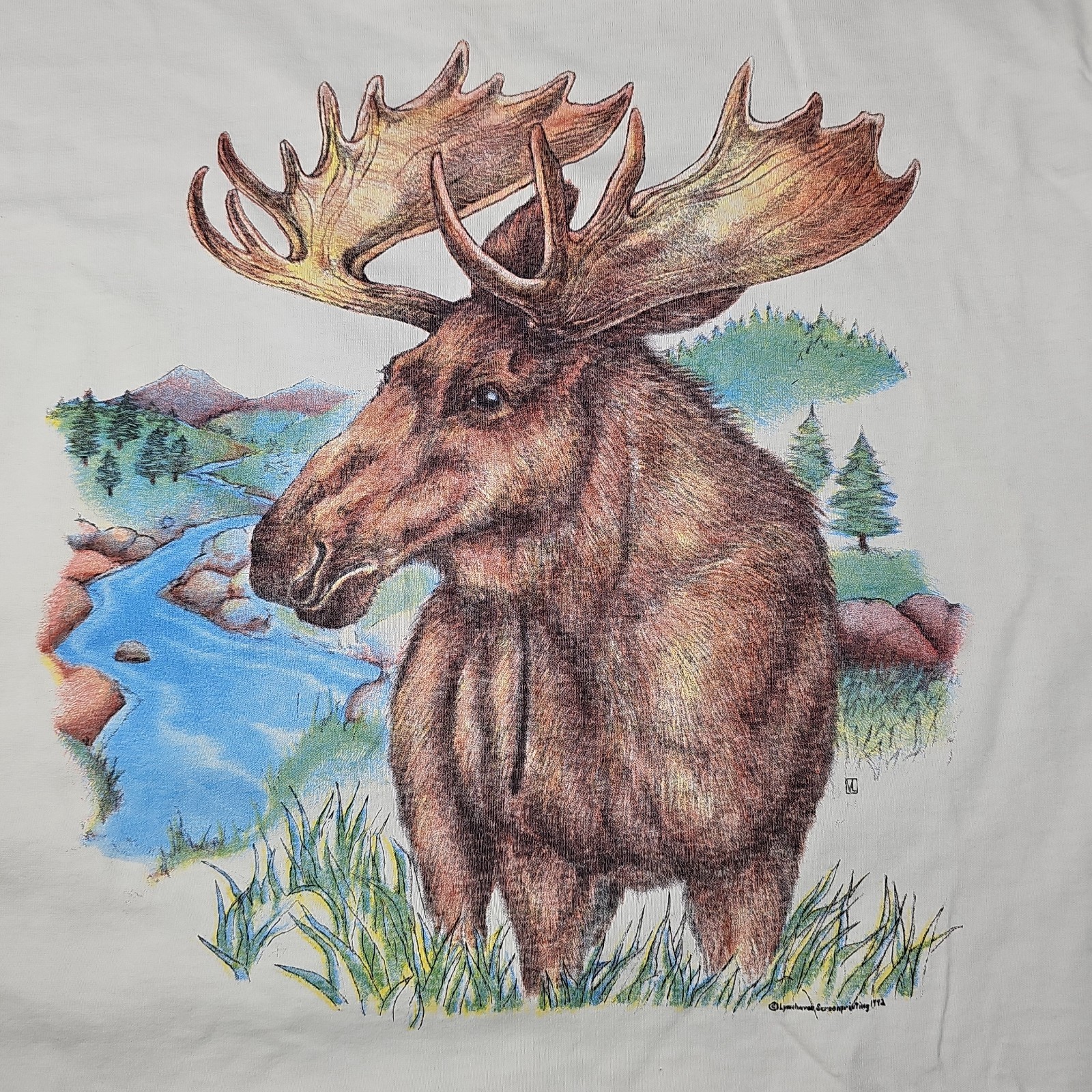 Vtg Women Of Moose Lodge Single Stitch Shirt Large 90s White Double Side Nature