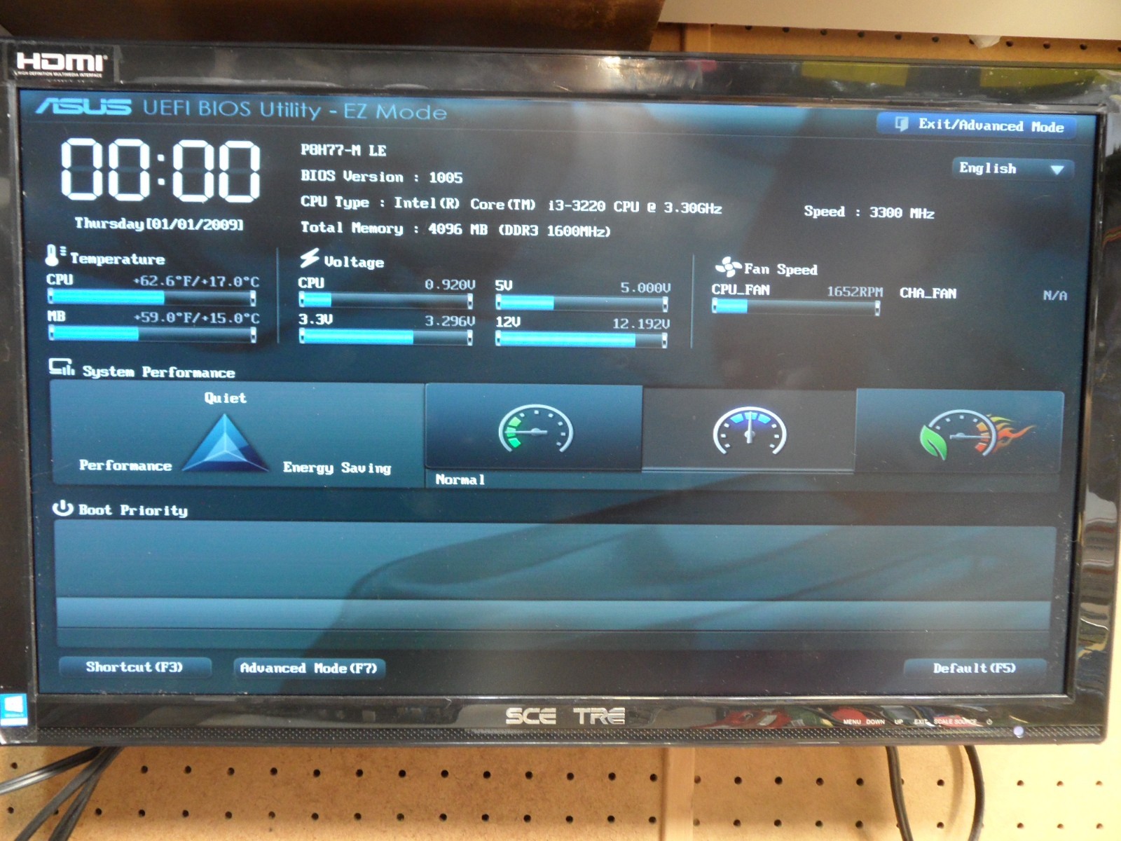ASUS P8H77-M LE Motherboard With i3-3220 CPU and 4 Gb Ram LGA1155 With I/O