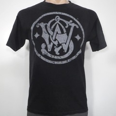 Smith & Wesson Mens MEDIUM Black T-Shirt Gun Pistol Firearm S&W Logo 1852 Logo