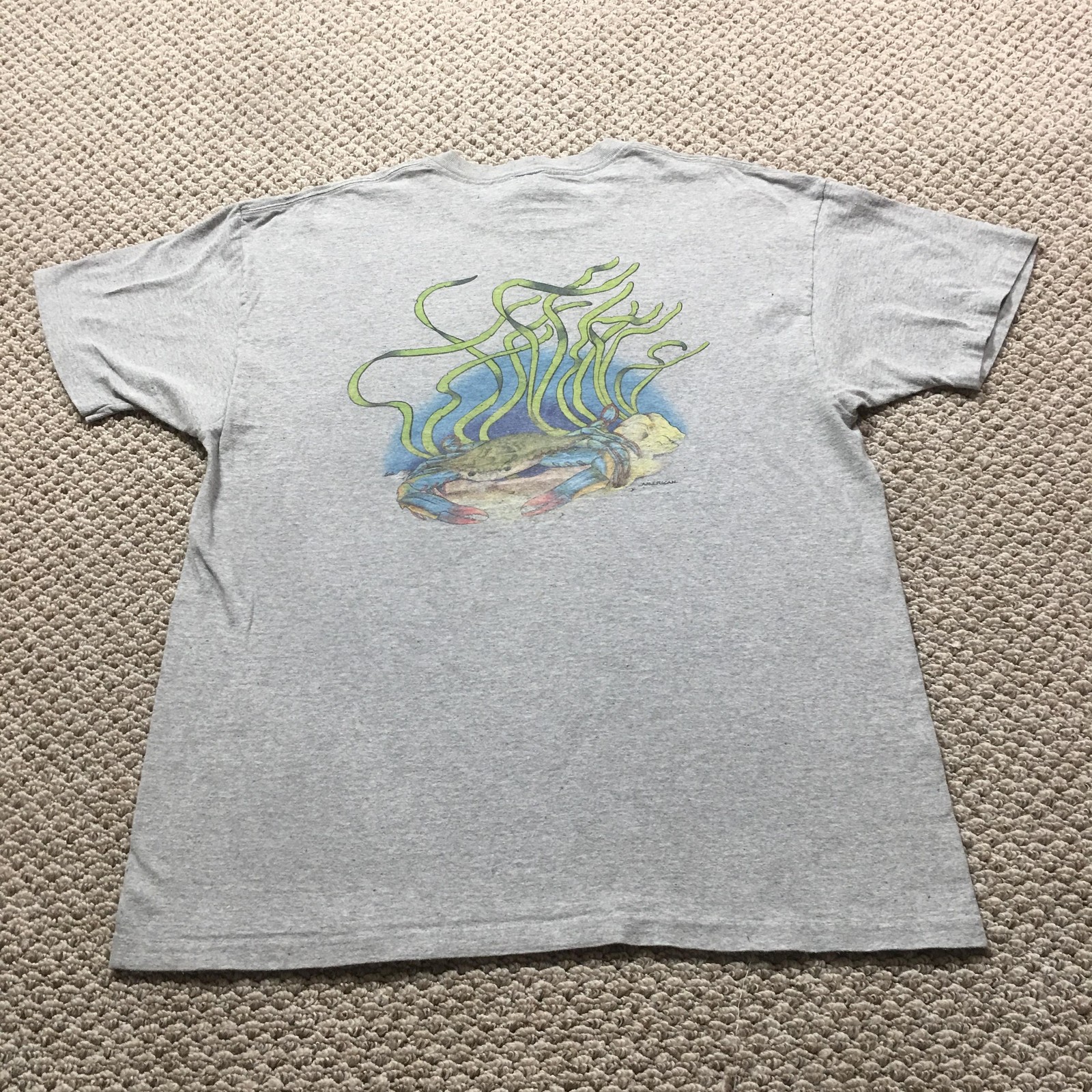Vintage Delta T-Shirt Mens XL Gray Crab Ocean Sea Life Graphic Tee Made in USA gallery