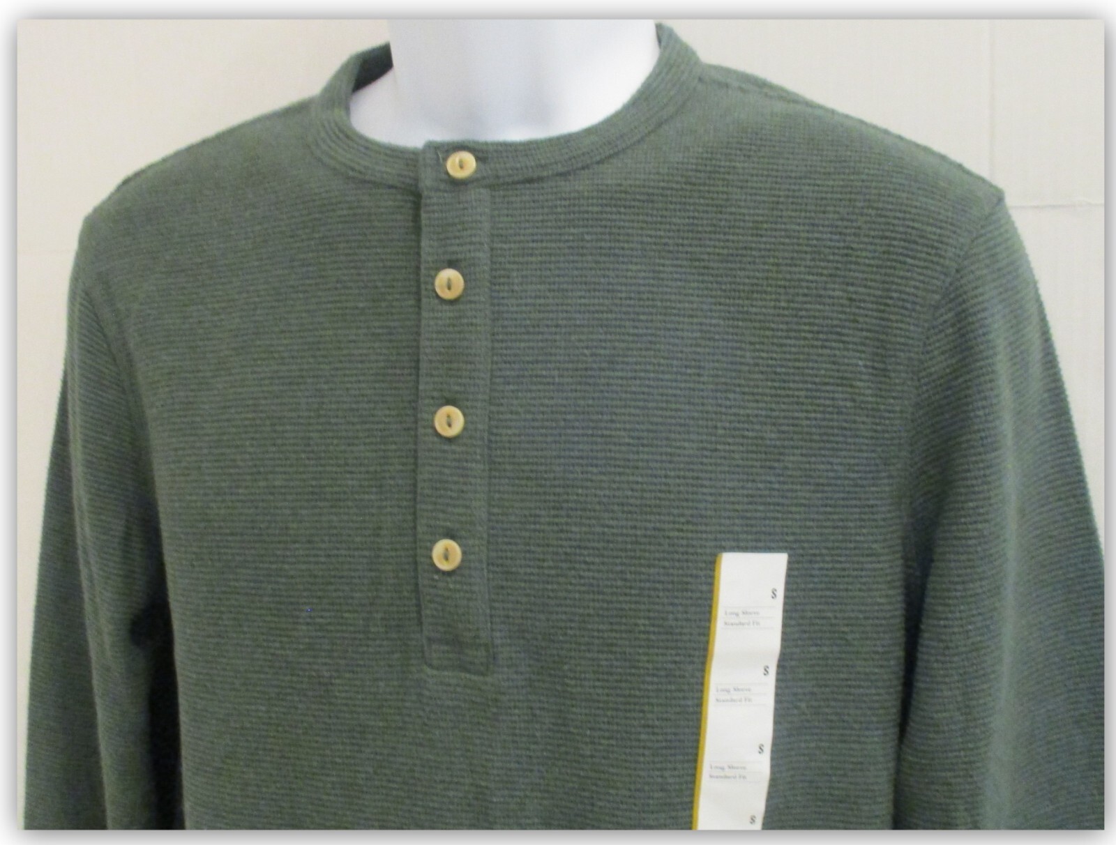 Long Sleeve Textured 4 Button HENLEY Shirts Goodfellow Tan / Brown / Green gallery