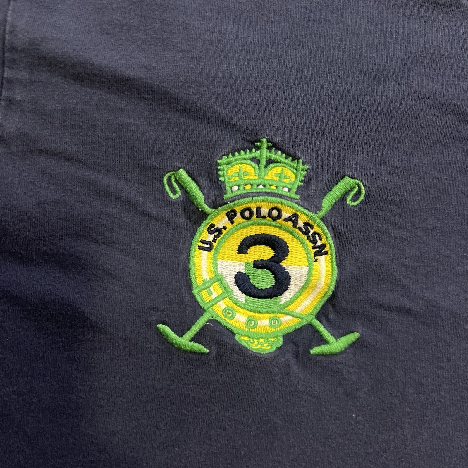 U.S. Polo Assn V Neck T-Shirt Mens Medium #3 Big Pony Embroidered Yellow Stripes gallery