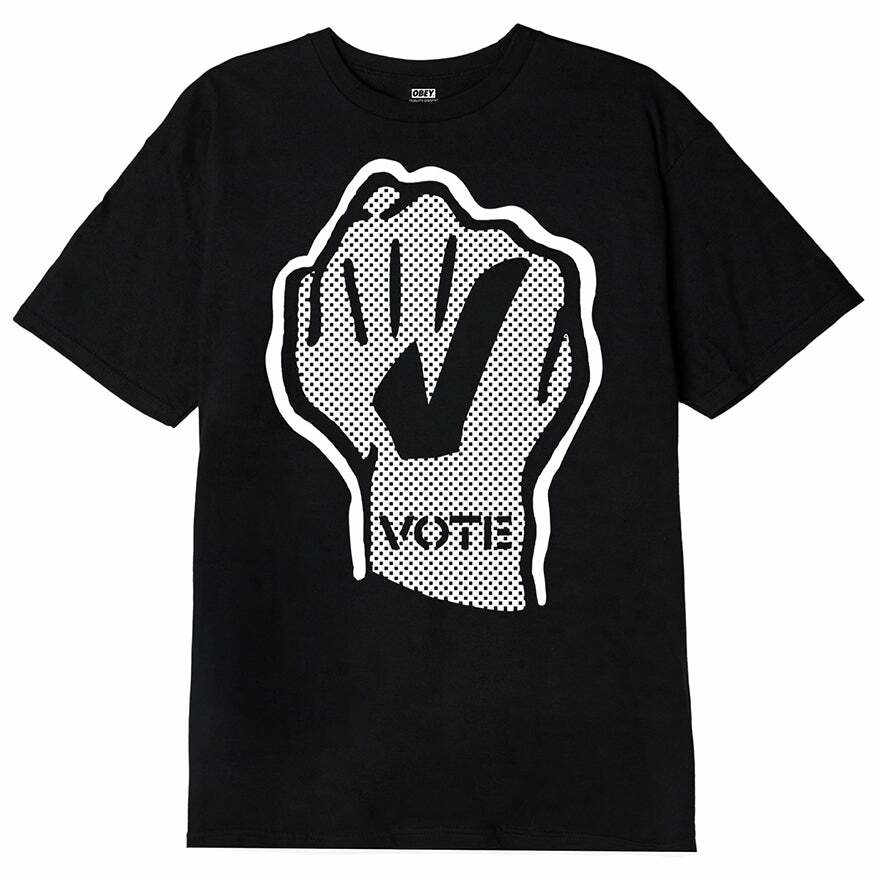 NEW OBEY Awareness Black White VOTE NO TOLERANCE FOR IGNORANCE Cotton T-Shirt L gallery