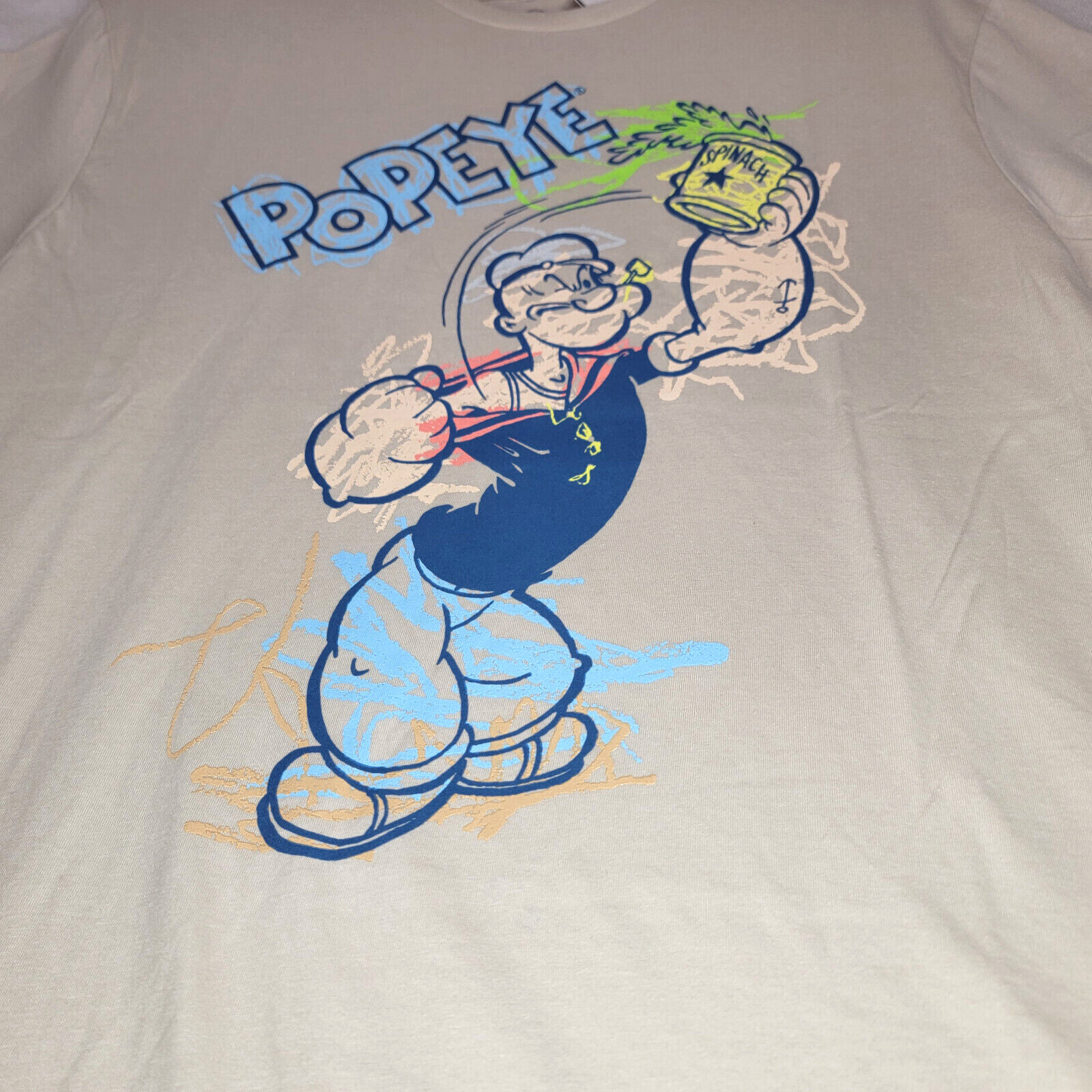 POPEYE THE SAILOR MAN Shirt Mens Extra Large XL Beige Casual Coloring Book NWT gallery