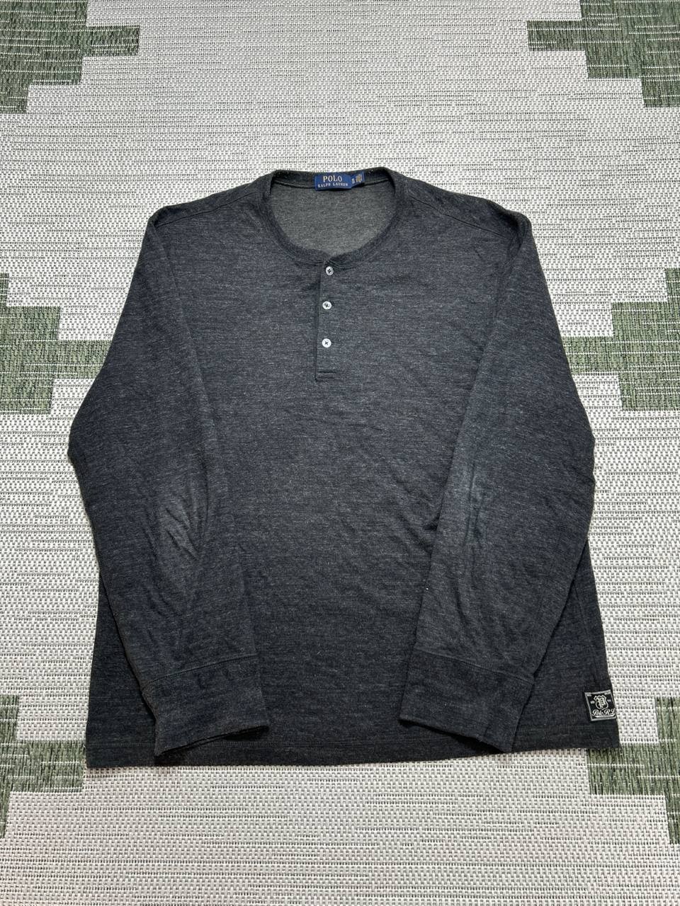 Polo Ralph Lauren Shirt Mens Xl Black Cotton Henley *