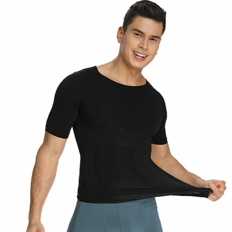 Mens T-Shirt Body Shaper Vest Abs Abdomen Slimming Compression Fitness Shapewear gallery