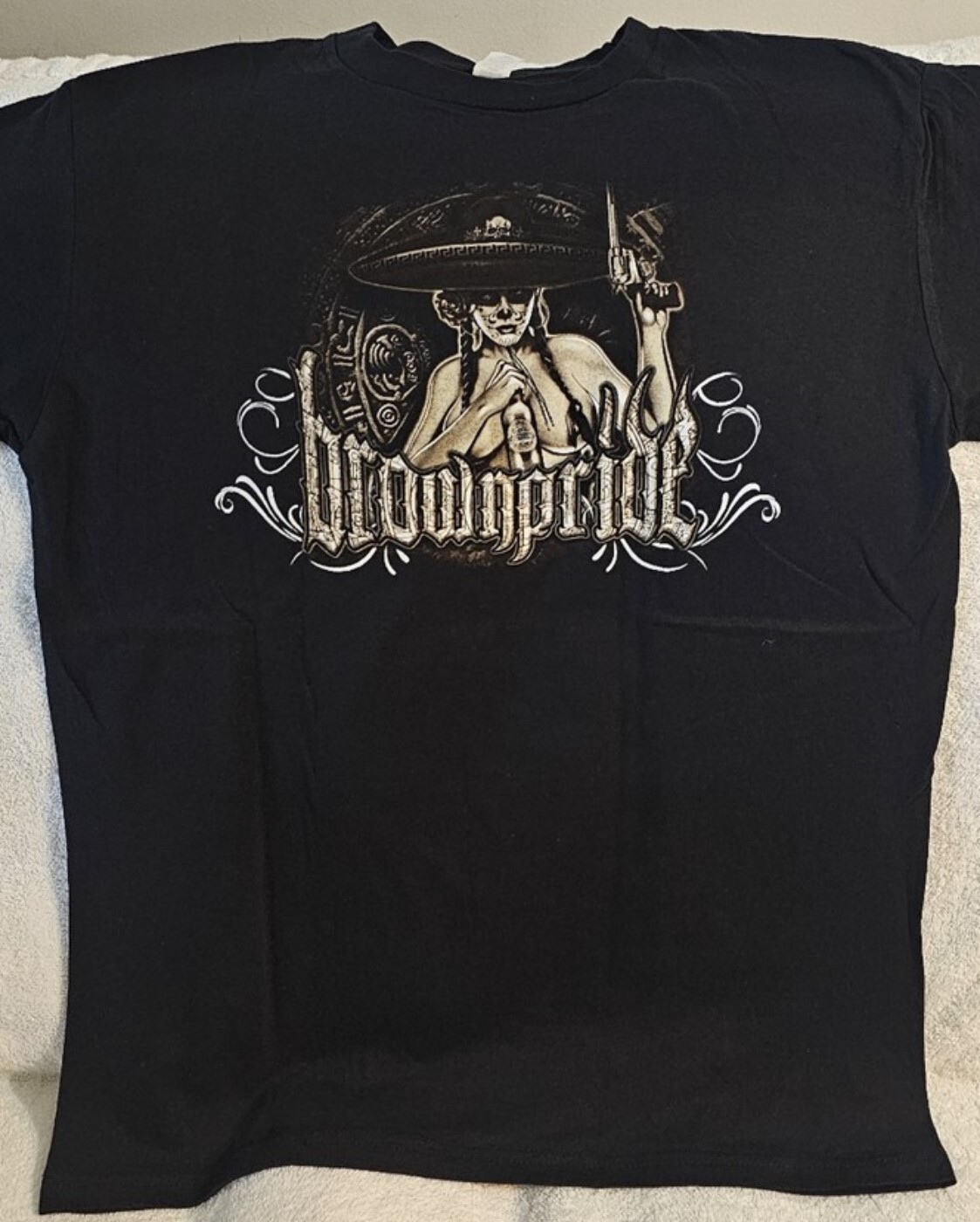 BROWN PRIDE DAY OF DEAD LADY AZTEC GUN PISTOL TEQUILA SNAKE CACTUS T-SHIRT gallery