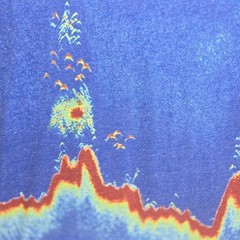 Pelagic Black Label Sonar Fish Finder Graphic Tshirt Mens L Blue Fishing Beach