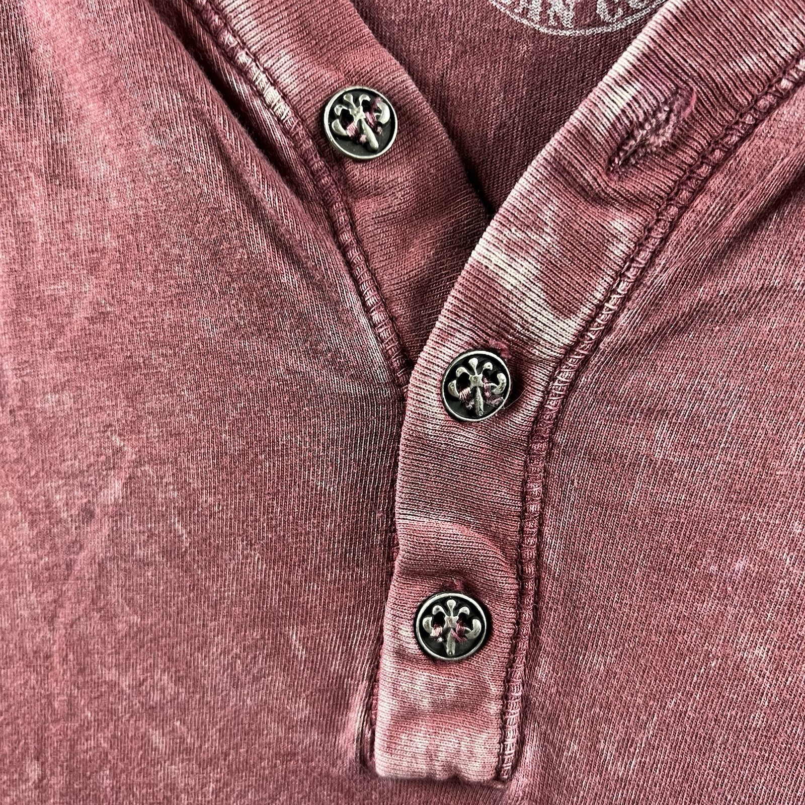 Affliction Shirt Mens Large Maroon Henley Jokers Wild Biker Skull Grunge Y2K gallery