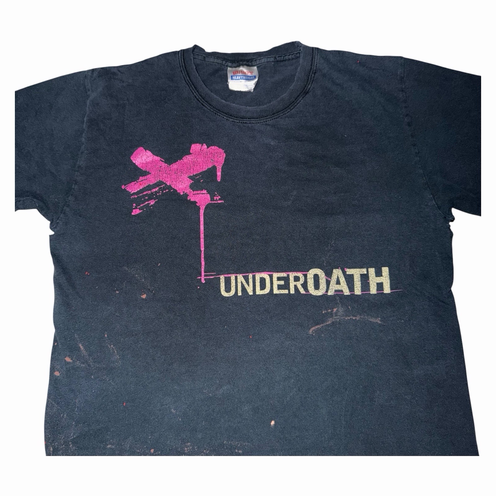 Vintage UnderOath Pink X Band Metalcore T Shirt Mens Small Distressed Flawed Y2k gallery