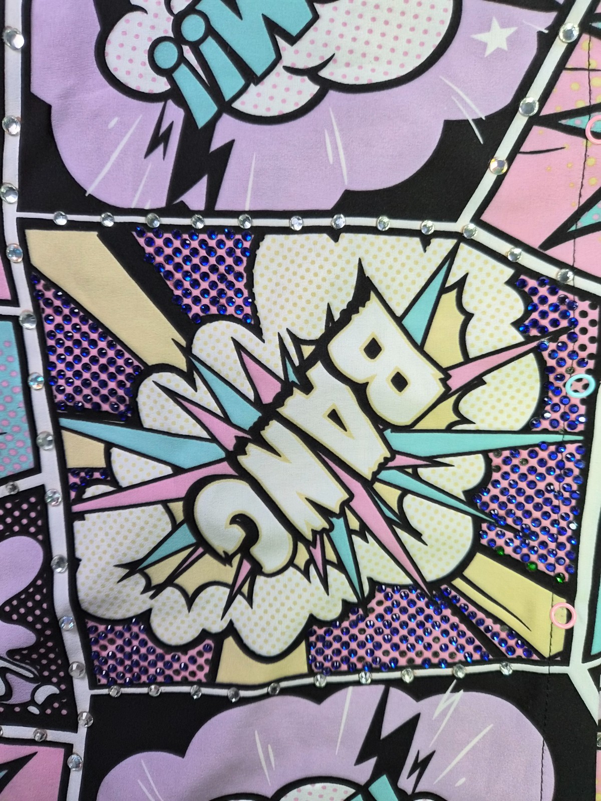 NWOT OH SNAP MENS SHIRT COMIC RHINESTONE STRETCH L MULTICOLOR - RAVE DANCE PARTY gallery