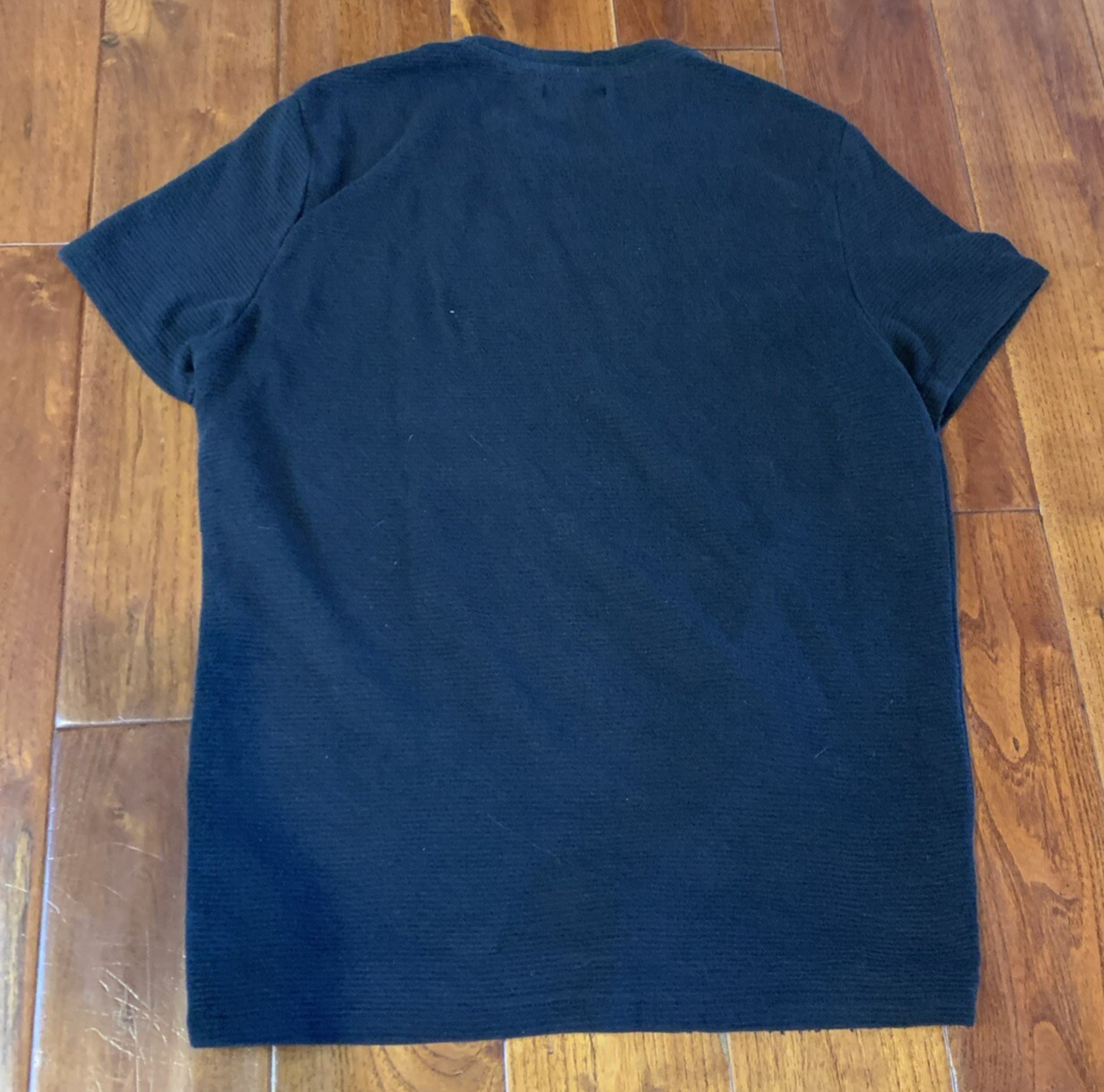 Zara Black T-Shirt Short Sleeve Textured Ribbed Men's Large Stretch gallery
