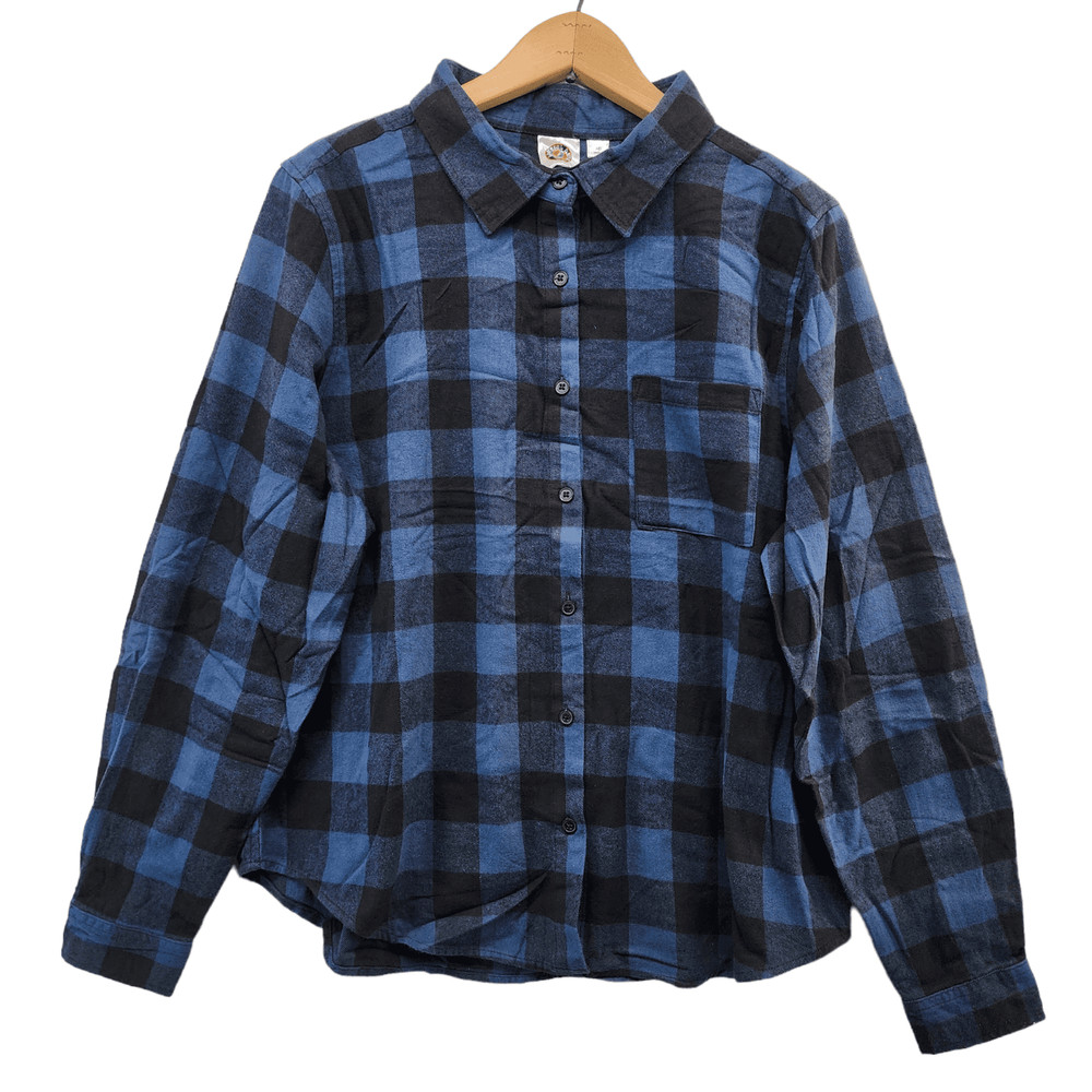 Flannel Shirt Grateful Dead Bertha Skull Roses Blue Plaid New