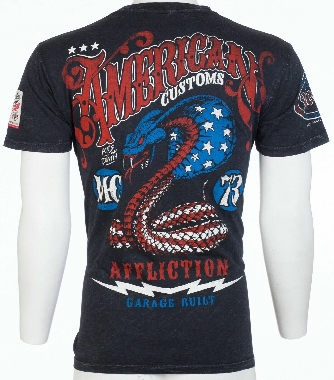AFFLICTION American Customs Kiss of Death Snake Black Mens T-shirt Mens S-3XL gallery