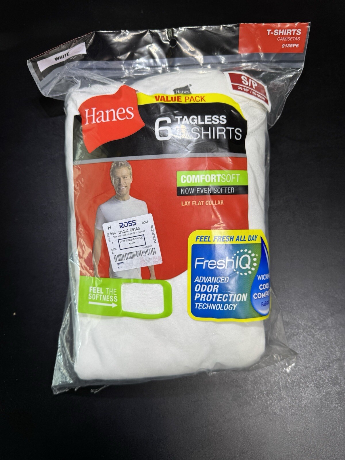 Hanes Men's FreshIQ ComfortSoft Crewneck Undershirt - White (Pack of 6) (2135P6) gallery