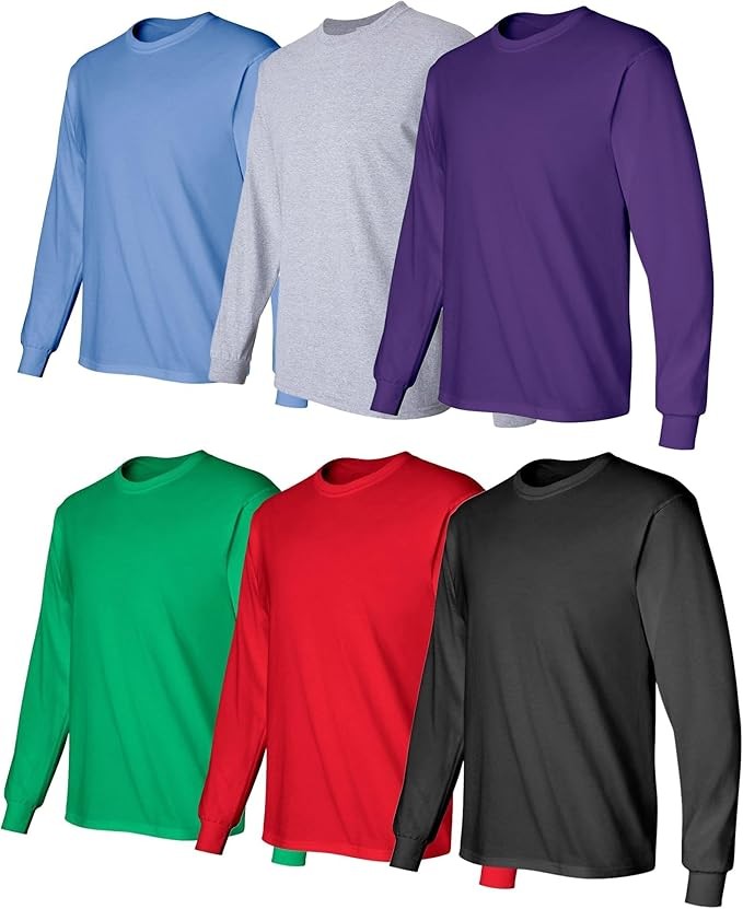 BILLIONHATS Mens Long Sleeve Colorful T-Shirts , Crew Neck Bulk Tees for Men gallery