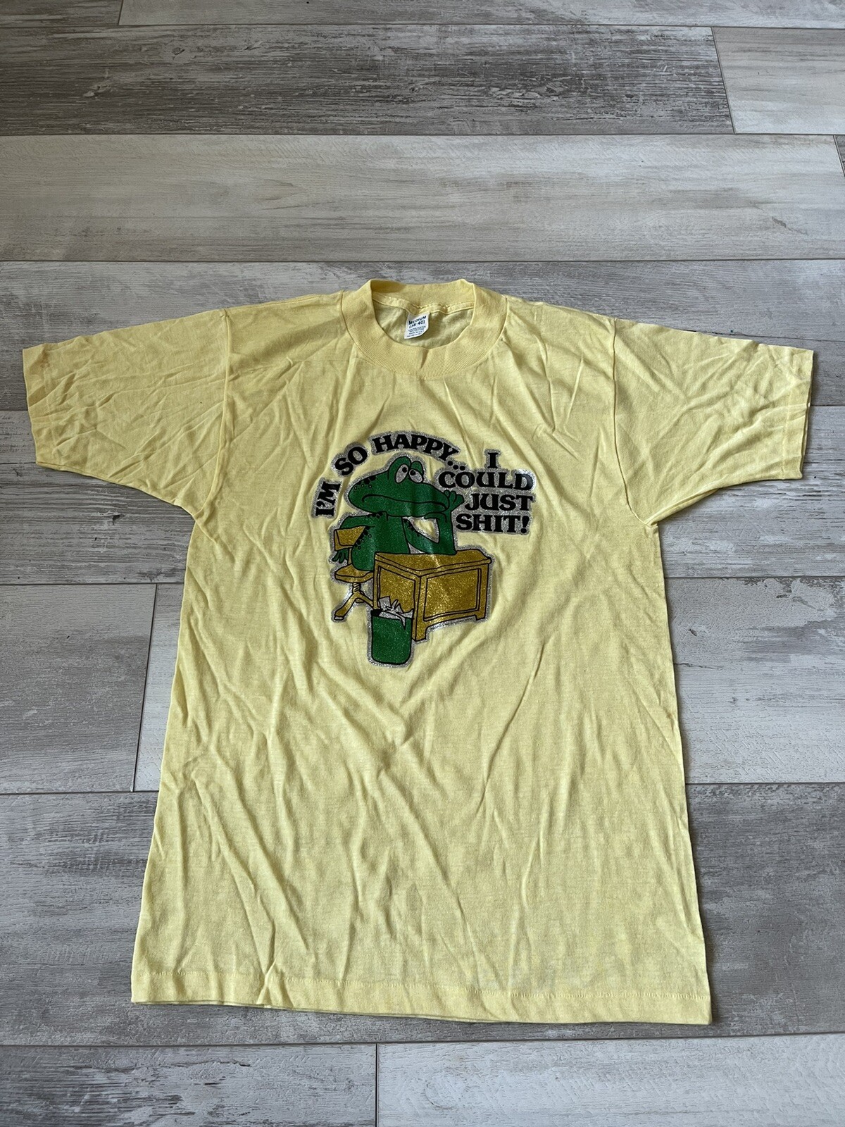 Vintage 70s I’m So Happy ..I Could Just S**t T-Shirt Parody! M Funny Mens USA gallery