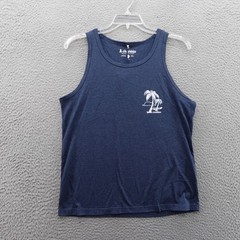 Chubbies The Relaxer Tank Top Mens Small Navy Blue Palm Graphic Sleeveless