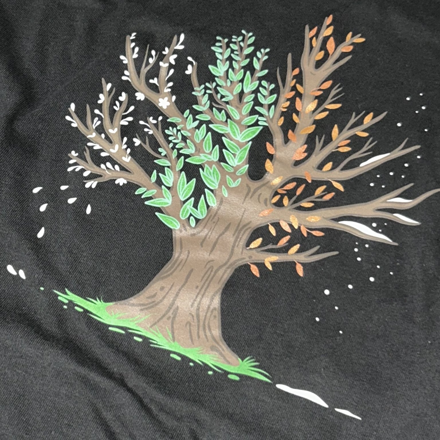 Delta Pro Weight Men's Black Long Sleeve T-Shirt L Four Seasons Tree Graphic gallery