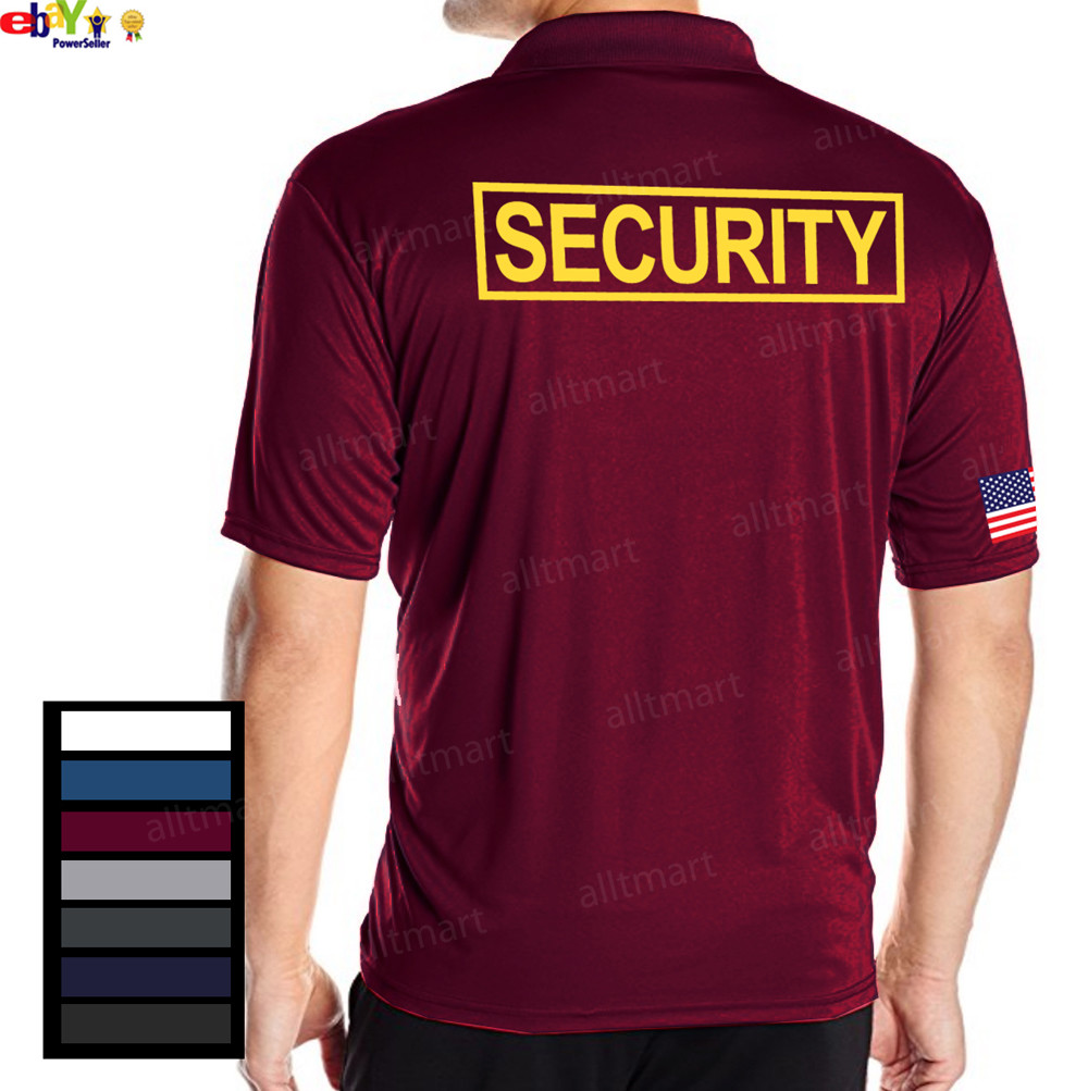 NW SECURITY AMERICAN FLAG POLICE STAFF UNIFORM PARTY COLLAR DRY FIT POLO T-SHIRT gallery