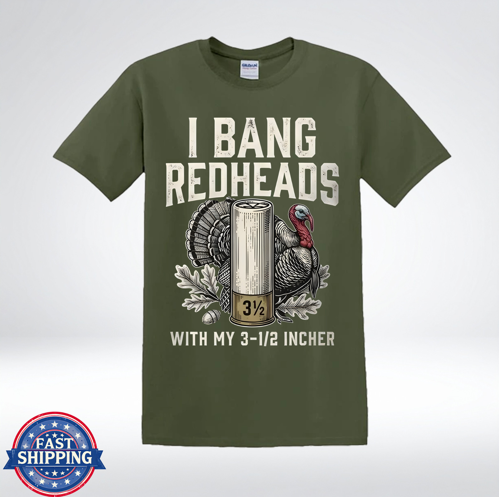 I Bang Redheads With My 3 1/2 Incher Funny Turkey Hunting T-Shirt gallery