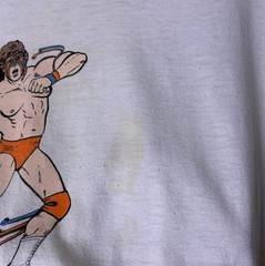 Vtg 80s 1987 WWF Ultimate Warrior Wrestling Ringer T-Shirt Size XL